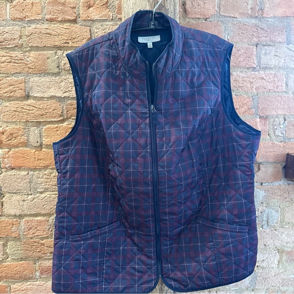 Talbots Navy Plaid Quilted Vest - Picture 1 of 8
